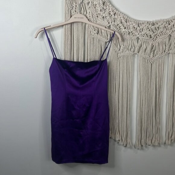 Womens retrofête Janessa Dress Purple Size small 4 square neck satin club short - Picture 3 of 4
